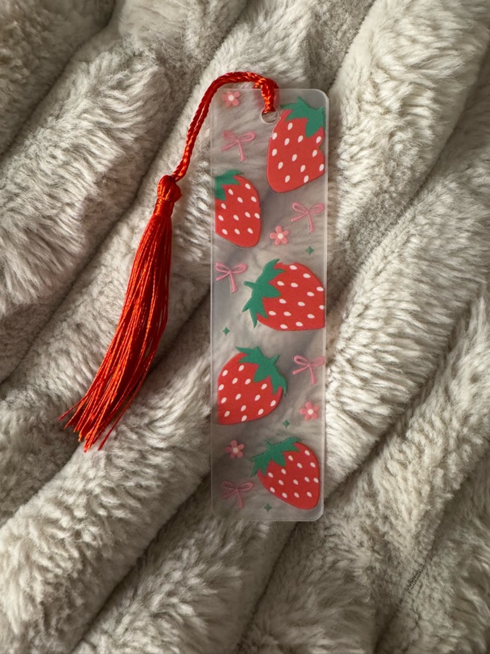Strawberry Tassel Bookmark – Red Strawberry Design